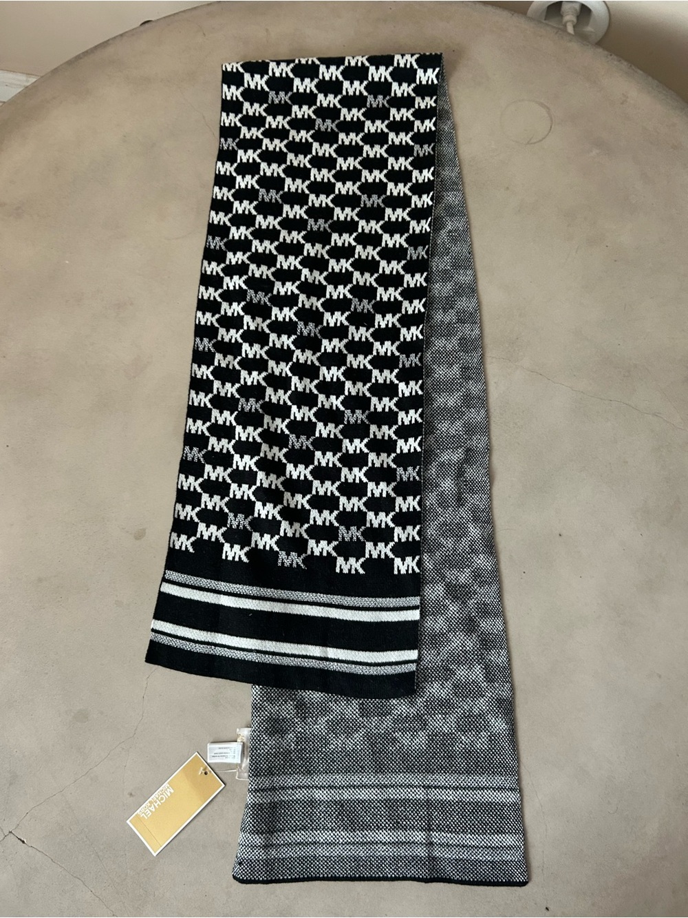 Michael Kors Black and White MK Logo Knit Skirt